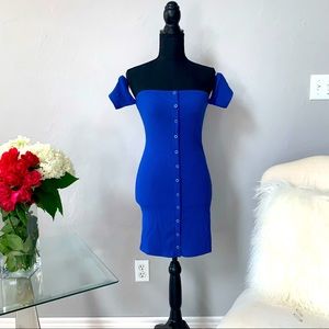 Forever 21 Royal Blue Off-The-Shoulder Midi Dress